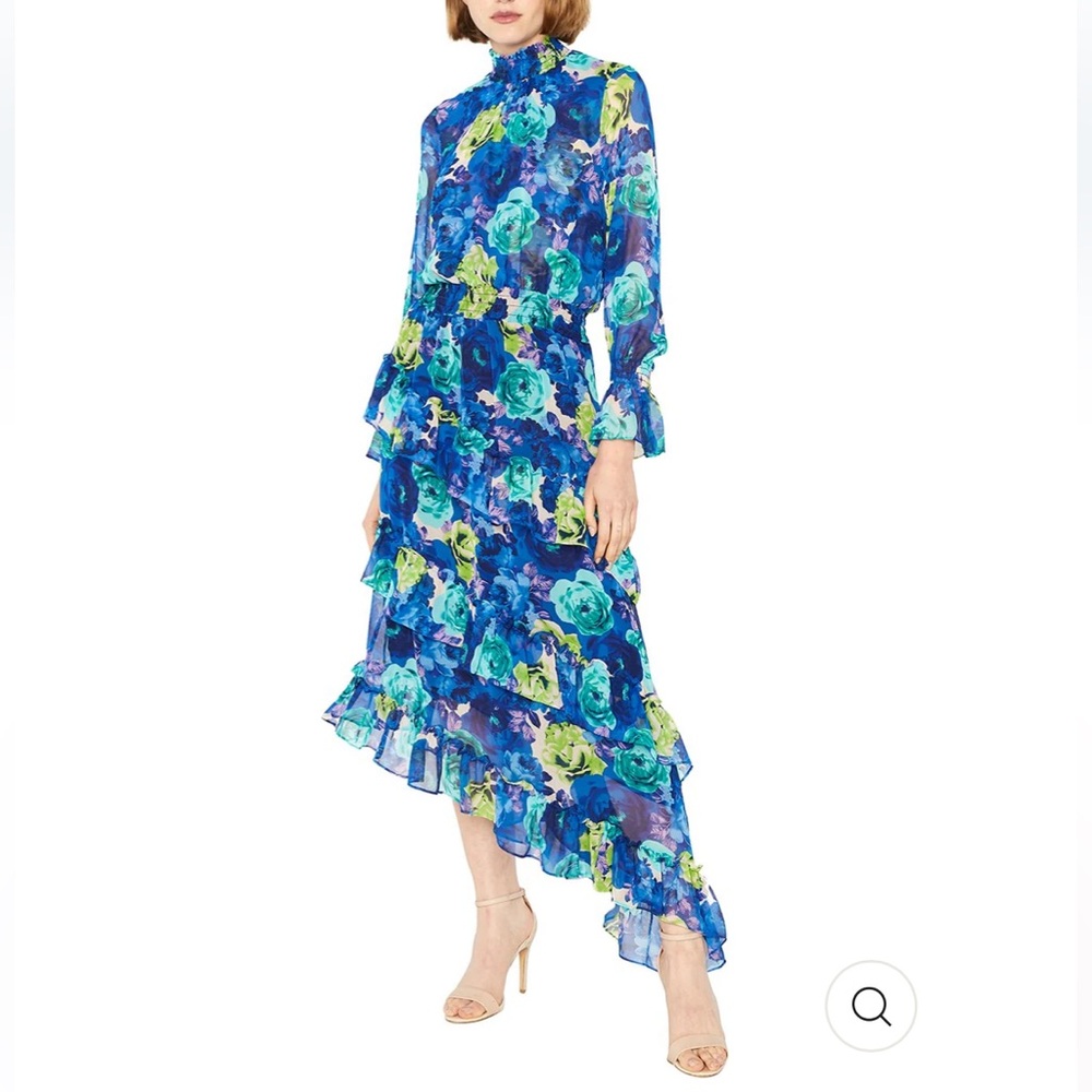 MISA floral print asymmetrical dress
